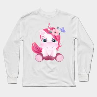 Cute unicorn with watercolor tshirt Long Sleeve T-Shirt